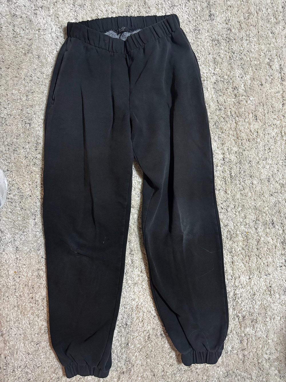John Galt Black Jogger Sweatpants Elastic Waist Cuffed Legs